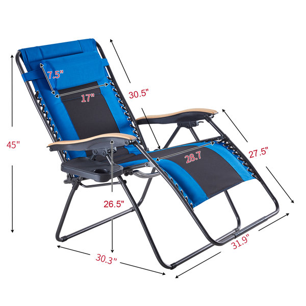 Arlmont & Co. Oversized Padded Zero Gravity Chair Wood Armrest XXL